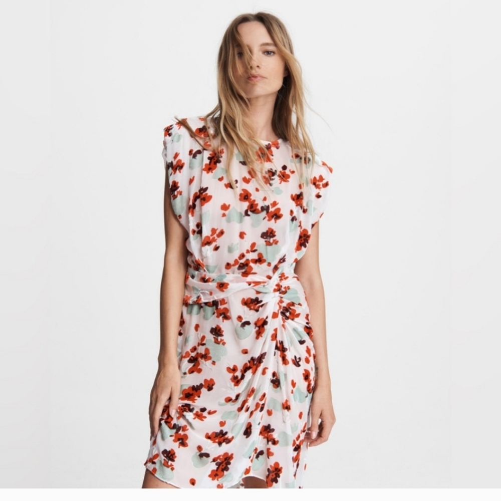 RAG & BONE Womens 0 Floral Velour Velvet Gigi Sleeveless Cap Sleeve Dress Classy - Picture 10 of 10